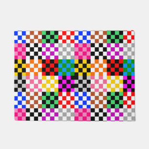 Colourful Patchwork Chequered Pattern Design Doormat