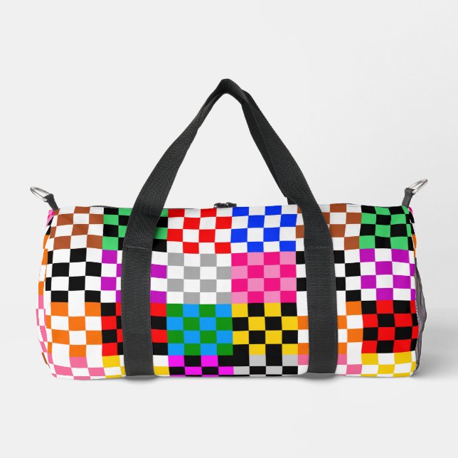 Colourful Patchwork Chequered Pattern Design  Duffle Bag (Front)