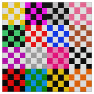 Colourful Patchwork Chequered Pattern Design Fabric