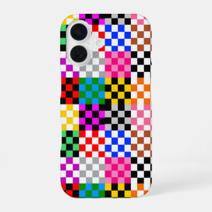 Colourful Patchwork Chequered Pattern Design iPhone 16 Case