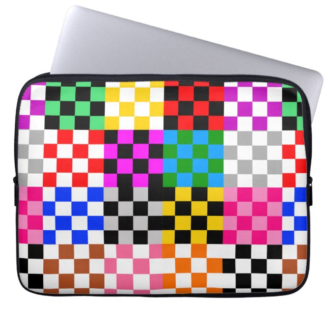 Colourful Patchwork Chequered Pattern Design  Laptop Sleeve (Front)