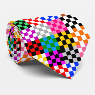 Colourful Patchwork Chequered Pattern Design Tie