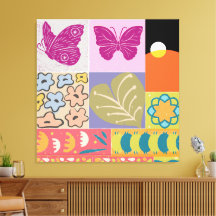 Colourful Patchwork FRAMED flowers  vintage