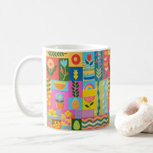 Colourful Patchwork FRAMED vintage Coffee Mug