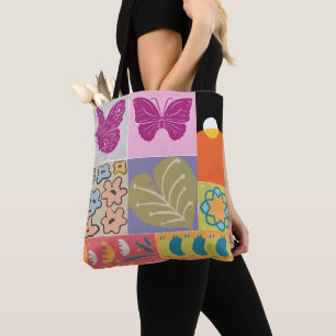 Colourful Patchwork FRAMED vintage Tote Bag