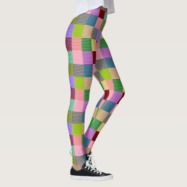 Colourful Patchwork Gingham Check Pattern  Leggings (Creator Uploaded)