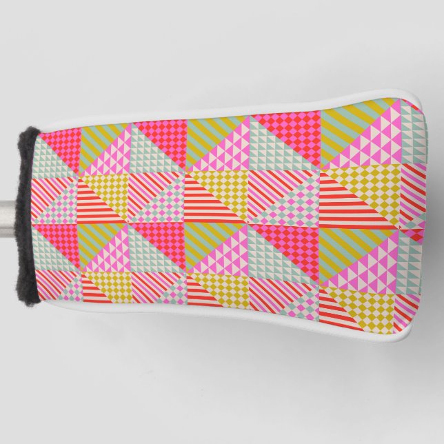 Colourful Patchwork Golf Putter Cover (Front)