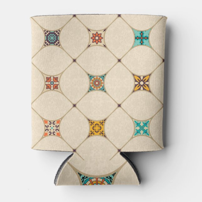 Colourful Patchwork Islam Arabic Tile Can Cooler (Front)