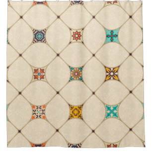 Colourful Patchwork Islam Arabic Tile Shower Curtain