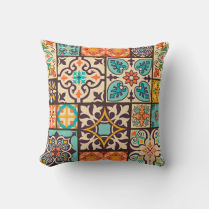Colourful Patchwork Islam Motifs Tile Cushion