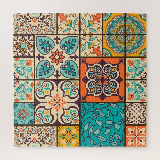 Colourful Patchwork Islamic Majolica Tile Jigsaw Puzzle (Vertical)