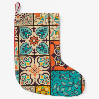 Colourful Patchwork Islamic Majolica Tile Small Christmas Stocking