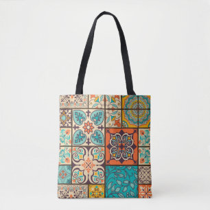 Colourful Patchwork Islamic Majolica Tile Tote Bag