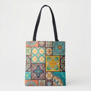 Colourful Patchwork Islamic Tile Seamless Tote Bag