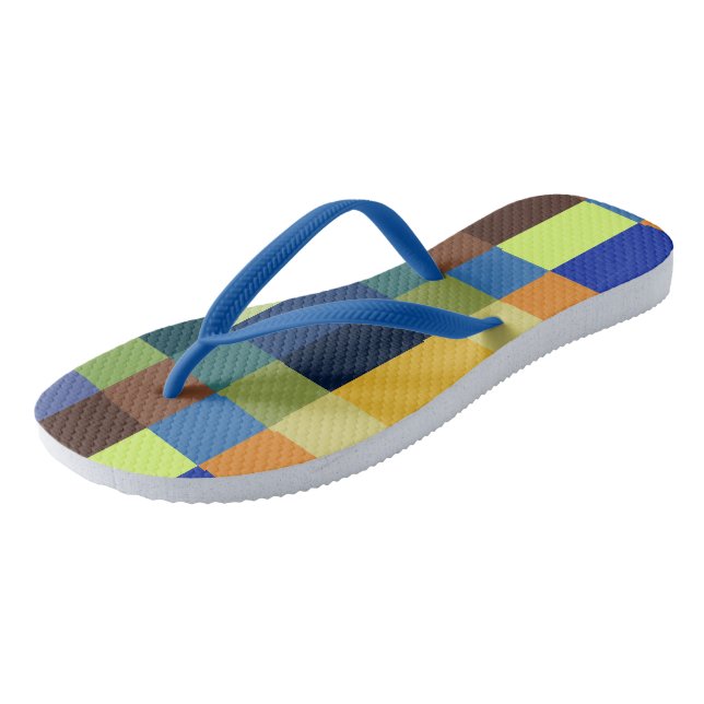 Colourful patchwork  jandals (Angled)
