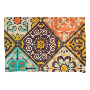 Colourful Patchwork: Majolica Tile Design Pillowcase