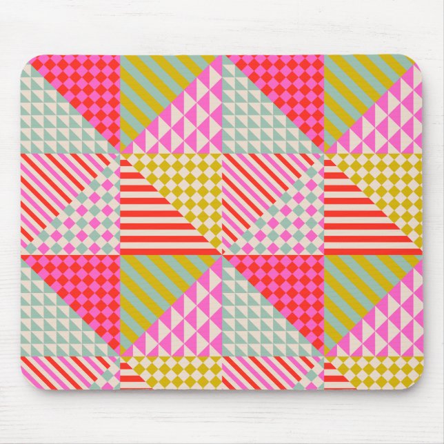 Colourful Patchwork Office Workspace Desk Mouse Pa Pad (Front)