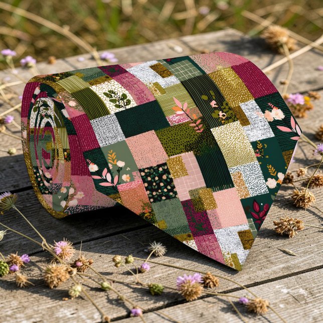 Colourful Patchwork Pattern Custom Necktie (Creator Uploaded)