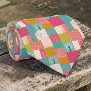Colourful Patchwork Pattern Custom Necktie