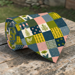 Colourful Patchwork Pattern Custom Necktie