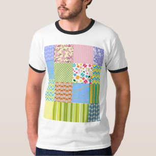 Colourful Patchwork Pattern Graphic T-Shirt