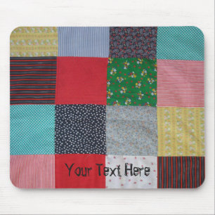 colourful patchwork patterned vintage fabric mouse pad