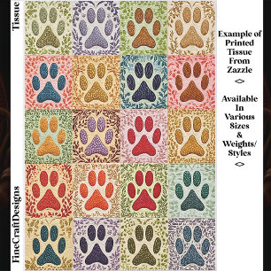 Colourful Patchwork Paw Prints Quilt EN8 Decoupage Tissue Paper