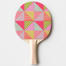 Colourful Patchwork Ping Pong Table Tennis Paddle