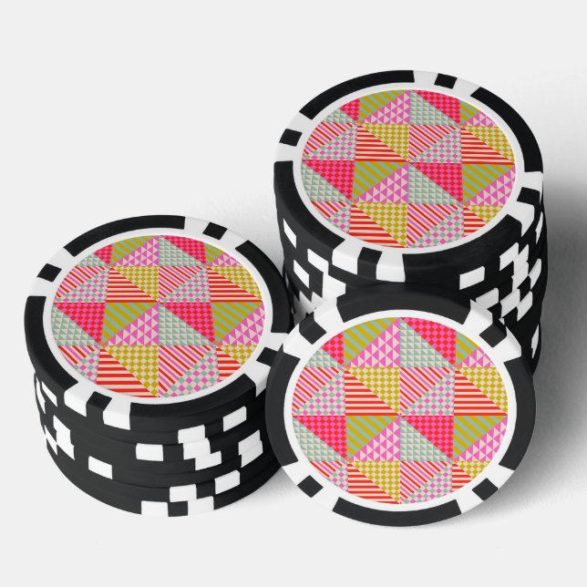 Colourful Patchwork Poker Chips (Stack)