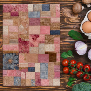 Colourful Patchwork Quilt Art Chopping Board