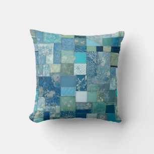 Colourful Patchwork Quilt Art Square Throw Pillow