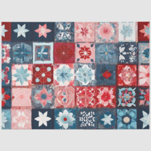 Colourful Patchwork Quilt Art Tissue Paper