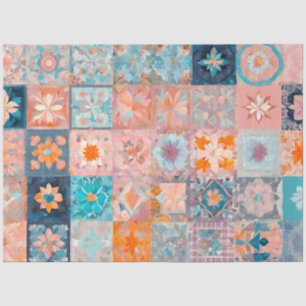 Colourful Patchwork Quilt Art Tissue Paper