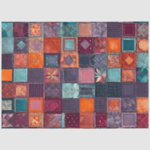 Colourful Patchwork Quilt Art Tissue Paper