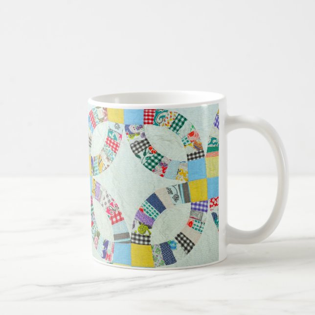 Colourful patchwork quilt coffee mug (Right)