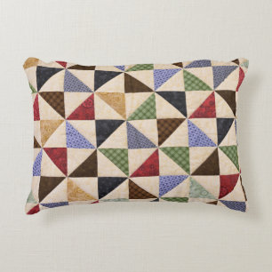 Colourful Patchwork Quilt: Flower Texture. Decorative Cushion