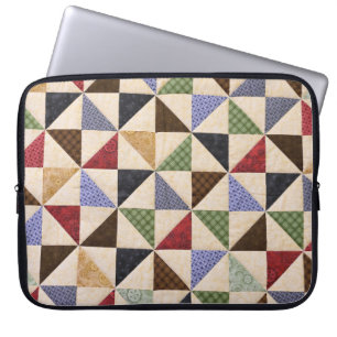 Colourful Patchwork Quilt: Flower Texture. Laptop Sleeve