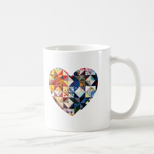 Colourful Patchwork Quilt Heart Coffee Mug (Right)