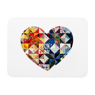 Colourful Patchwork Quilt Heart Magnet