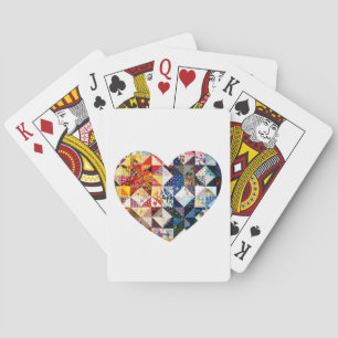 Colourful Patchwork Quilt Heart Playing Cards