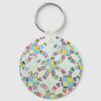 Colourful patchwork quilt key ring
