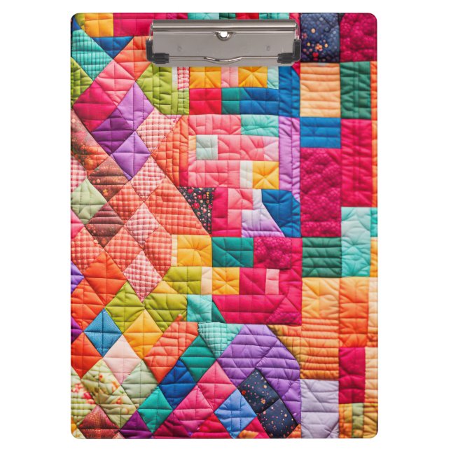 Colourful Patchwork Quilt Pattern Clipboard (Front)