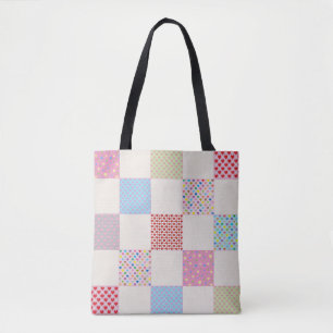 Colourful patchwork quilt pattern tote bag