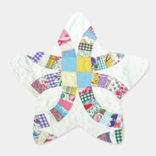 Colourful patchwork quilt star sticker