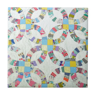 Colourful patchwork quilt tile