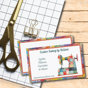 Colourful Patchwork Sewing Machine Business Card