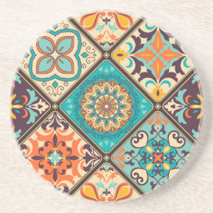 Colourful patchwork tile: Islamic motifs. Coaster
