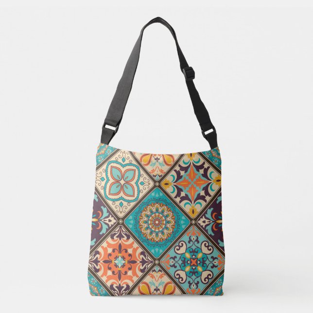 Colourful patchwork tile: Islamic motifs. Crossbody Bag (Front)