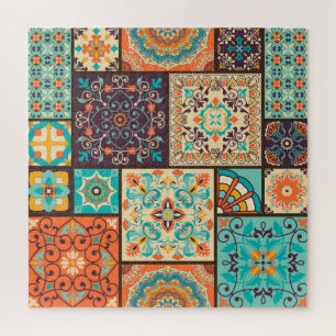 Colourful patchwork tile: Islamic motifs. Jigsaw Puzzle