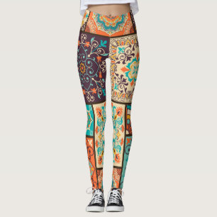 Colourful patchwork tile: Islamic motifs. Leggings